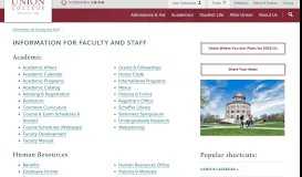 
							         Information for Faculty and Staff | Union College								  
							    
