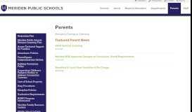 
							         Information for Parents | Meriden, CT Public Schools								  
							    