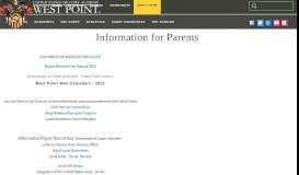 
							         Information for Parents | United States Military Academy West Point								  
							    