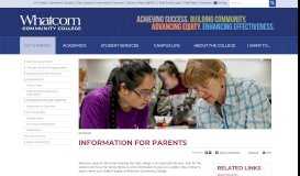 
							         Information for Parents | Whatcom Community College								  
							    