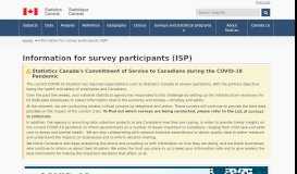 
							         Information for survey participants (ISP) - Statistics Canada								  
							    