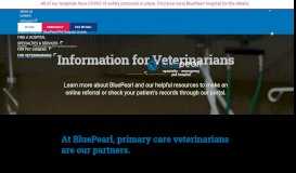 
							         Information for Veterinarians | BluePearl Pet Hospital - Blue Pearl Vet								  
							    