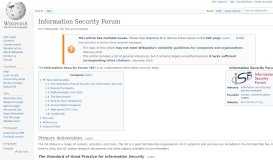 
							         Information Security Forum - Wikipedia								  
							    