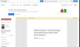 
							         Information Technology Entrepreneurship and Innovation - Google Books Result								  
							    