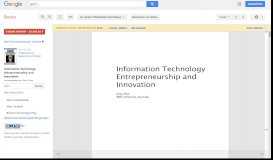 
							         Information Technology Entrepreneurship and Innovation								  
							    