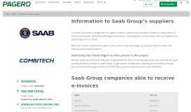 
							         Information to Saab's suppliers | Pagero								  
							    