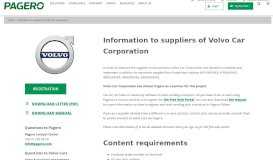 
							         Information to suppliers of Volvo Car Corporation | Pagero								  
							    