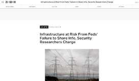 
							         Infrastructure at Risk From Feds' Failure to Share Info, Security ... - Wired								  
							    
