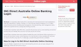 
							         ING Direct Australia Online Banking Login								  
							    