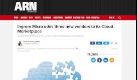 
							         Ingram Micro adds three new vendors to its Cloud Marketplace - ARN								  
							    