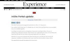 
							         InSite Portal update – Experience								  
							    