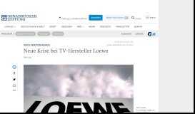 
							         Insolvenzverfahren: Neue Krise bei TV-Hersteller Loewe - NOZ								  
							    