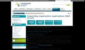 
							         Inspecting organisation applications (WoF & CoF) - NZTA Vehicle ...								  
							    