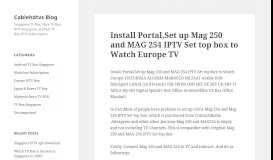 
							         Install Portal,Set up Mag 250 and MAG 254 IPTV Set top box to Watch ...								  
							    