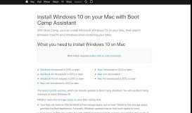 
							         Install Windows 10 on your Mac with Boot Camp Assistant - Apple ...								  
							    