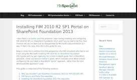 
							         Installing FIM 2010 R2 SP1 Portal on SharePoint Foundation 2013 ...								  
							    