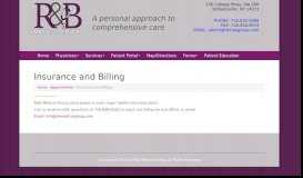 
							         Insurance and Billing | R&B Medical Group								  
							    