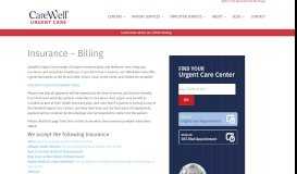
							         Insurance - Billing | CareWell Urgent Care								  
							    
