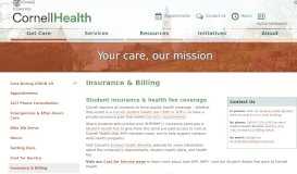 
							         Insurance & Billing | Cornell Health								  
							    