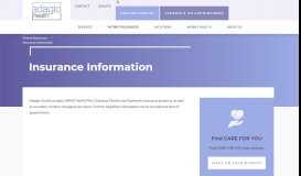 
							         Insurance Information | Adagio Health - Care for All Women								  
							    
