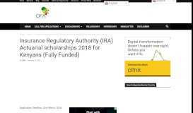 
							         Insurance Regulatory Authority (IRA) Actuarial scholarships 2018 for ...								  
							    