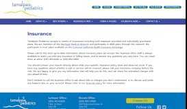 
							         Insurance - Tamalpais Pediatrics								  
							    