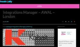 
							         Integrations Manager - AWAL - London - Music Ally								  
							    