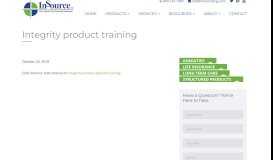 
							         Integrity Product Specific Training - InSource								  
							    