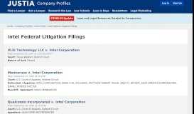 
							         Intel Federal Litigation Filings - Company Legal Profiles								  
							    