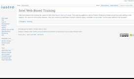 
							         Intel Web-Based Training - Lustre Wiki								  
							    