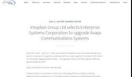 
							         Inteplast Group Ltd selects Enterprise Systems Corporation to ...								  
							    