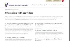 
							         Interacting with providers | Christian Healthcare Ministries								  
							    