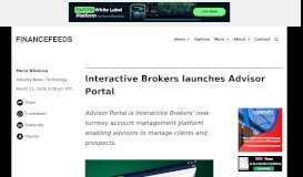 
							         Interactive Brokers launches Advisor Portal - FinanceFeeds								  
							    