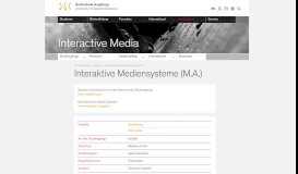 
							         Interaktive Mediensysteme (M.A.) - Hochschule Augsburg								  
							    