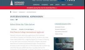 
							         International Admission | Howard University								  
							    