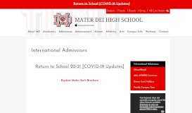 
							         International Admissions - Mater Dei High School								  
							    