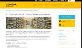 
							         International Featured Standard (IFS Food) - Intertek								  
							    