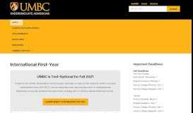 
							         International Freshman - UMBC: Undergraduate Admissions								  
							    