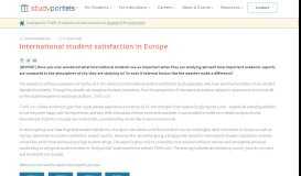 
							         International Student Satisfaction in Europe 2016 | Studyportals								  
							    