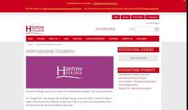 
							         International Students overview - Harrow College								  
							    