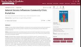 
							         Internet Access Influences Community Clinic Portal Use | Health Equity								  
							    