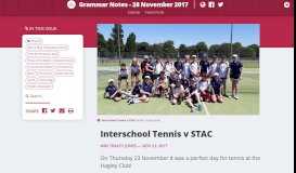 
							         Interschool Tennis v STAC - Grammar Notes - 28 November 2017 - Hail								  
							    
