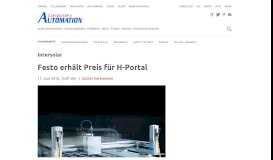 
							         Intersolar: Festo erhält Preis für H-Portal – computer-automation.de								  
							    