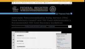 
							         Interstate Telecommunication Relay Service (TRS ... - Federal Register								  
							    