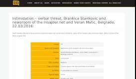 
							         Intimidation - verbal threat, Brankica Stankovic and newsroom of the ...								  
							    