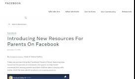 
							         Introducing New Resources For Parents On Facebook | Facebook ...								  
							    