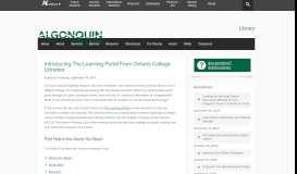 
							         Introducing The Learning Portal From Ontario ... - Algonquin College								  
							    