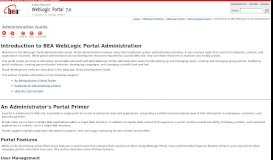 
							         Introduction to BEA WebLogic Portal Administration - Oracle Docs								  
							    