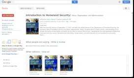 
							         Introduction to Homeland Security - Google Books Result								  
							    
