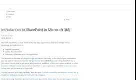 
							         Introduction to SharePoint Online | Microsoft Docs								  
							    